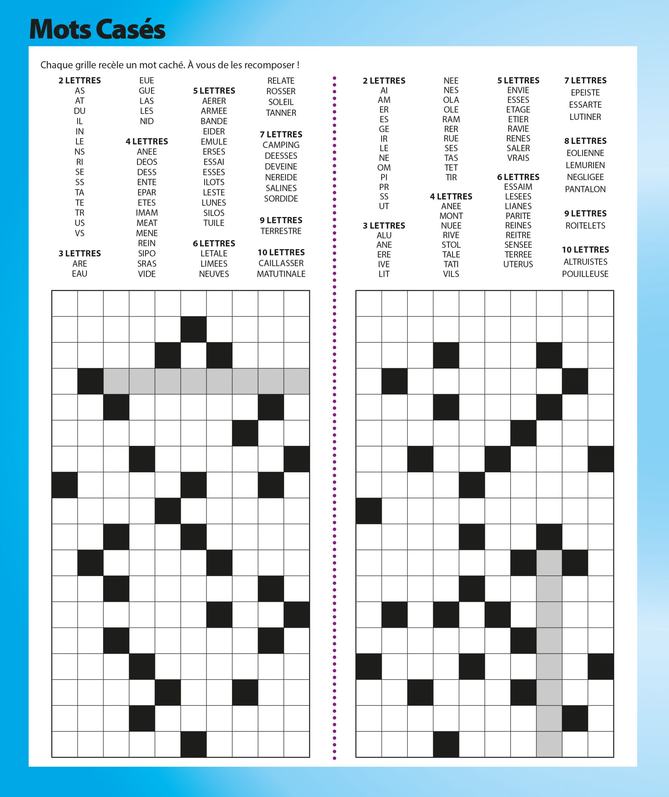 PAGE DE JEUX MOTS CASES
